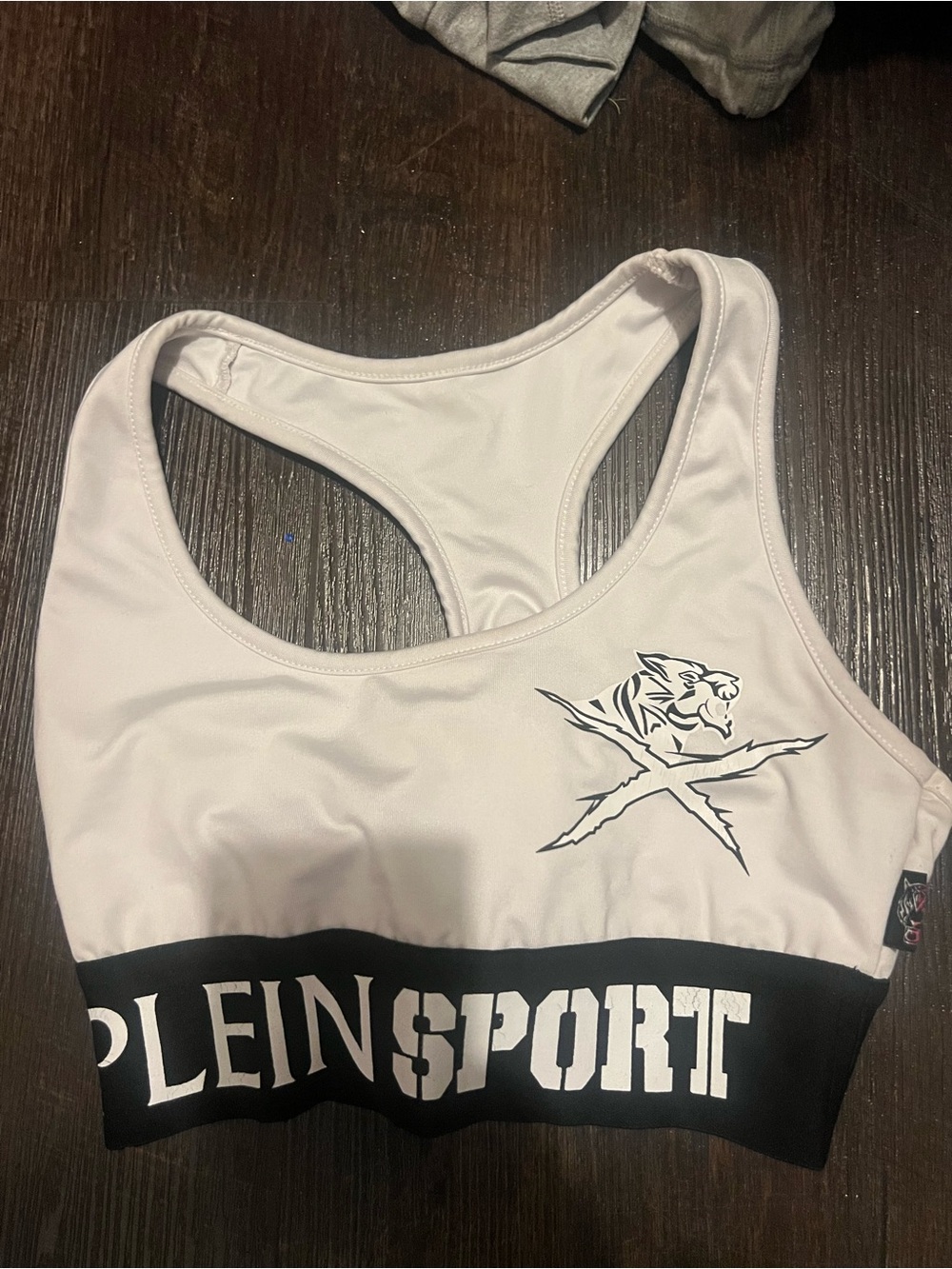 Philipp Plein White and Black Logo Sports Bra